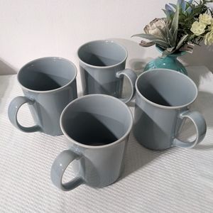 VINTAGE 💙 Corelle Corning Blue Lily Cornflower Blue Coffee Mugs (4)